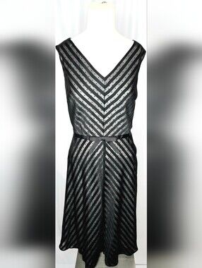 London Times Chevron Polka Dot Wedding Guest Midi Dress 10 NWOT